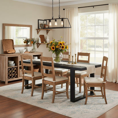 Counter Table, 77"W to 95"W, Floating Top, Double Pedestal, Black