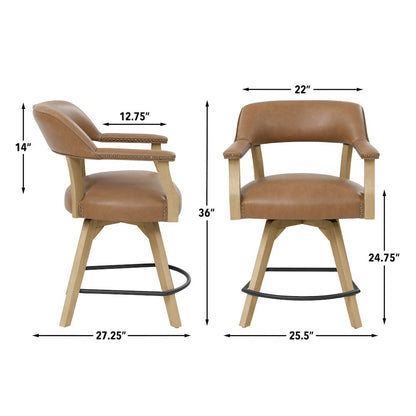 Rylie Counter Table & 4 Swivel Counter Chairs, Natural Finish