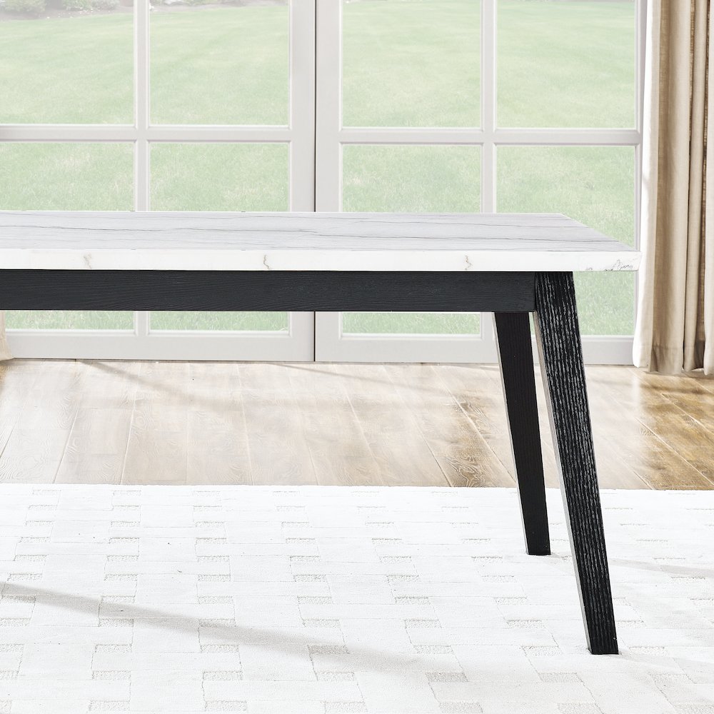 Vida 5-Piece White Marble Dining Set, Black Finish