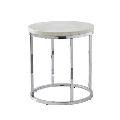 Echo White Marble Top Round End