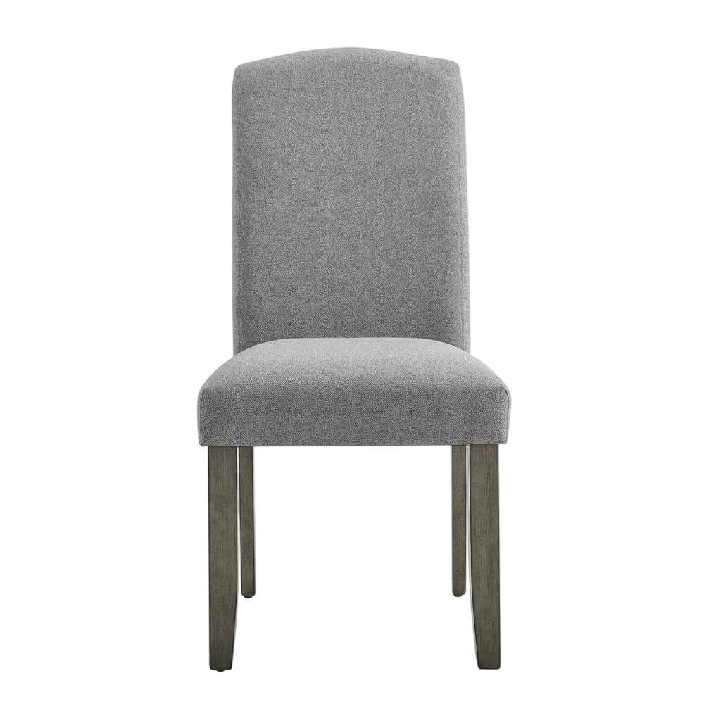 Polyester Upholstered Dining Chair with Birch Wood and Iron Legs, Gray