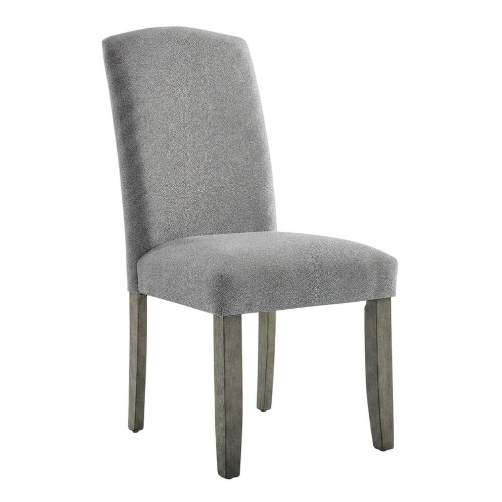 Polyester Upholstered Dining Chair with Birch Wood and Iron Legs, Gray