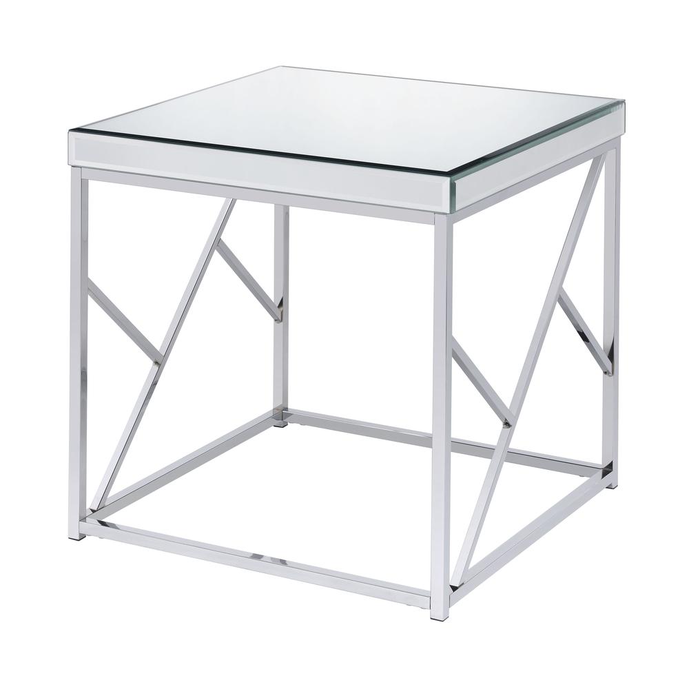 Evelyn Mirror Top End Table - Chrome