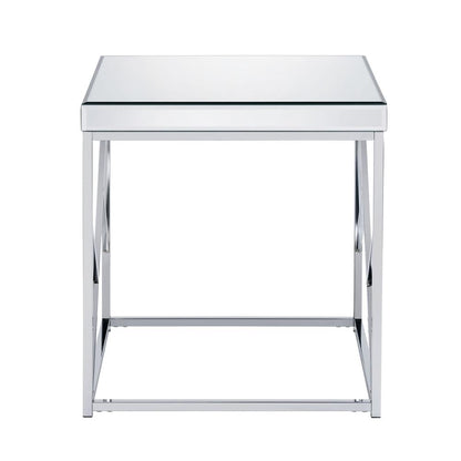 Evelyn Mirror Top End Table - Chrome