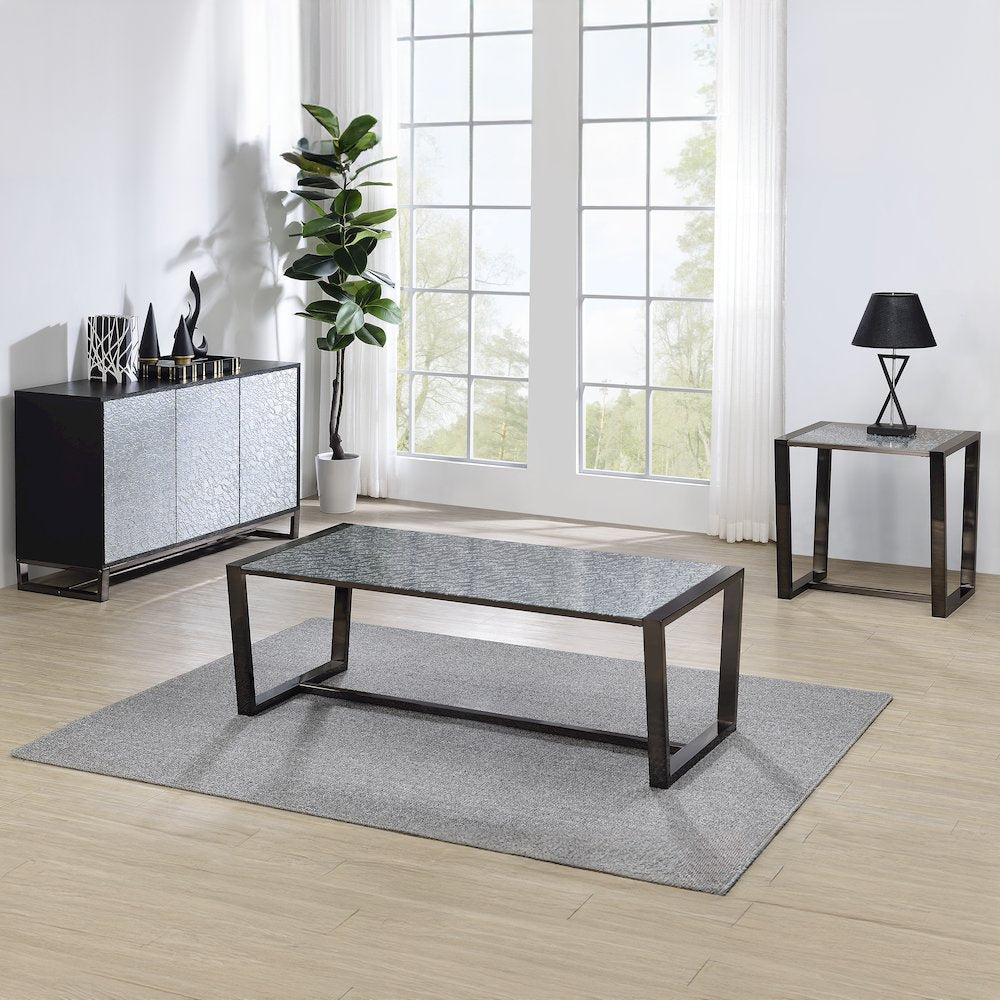 Mazie End Table with Patterned Mirror