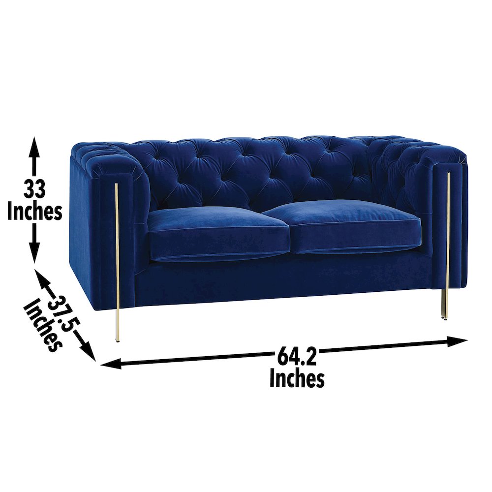 Charlene Blue Velvet Sofa Love 2PC