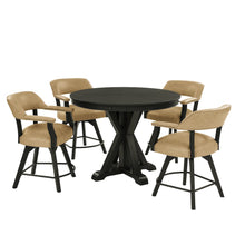 Rylie Counter Table & 4 Swivel Counter Chairs, Black Finish/Sand Vegan Leather