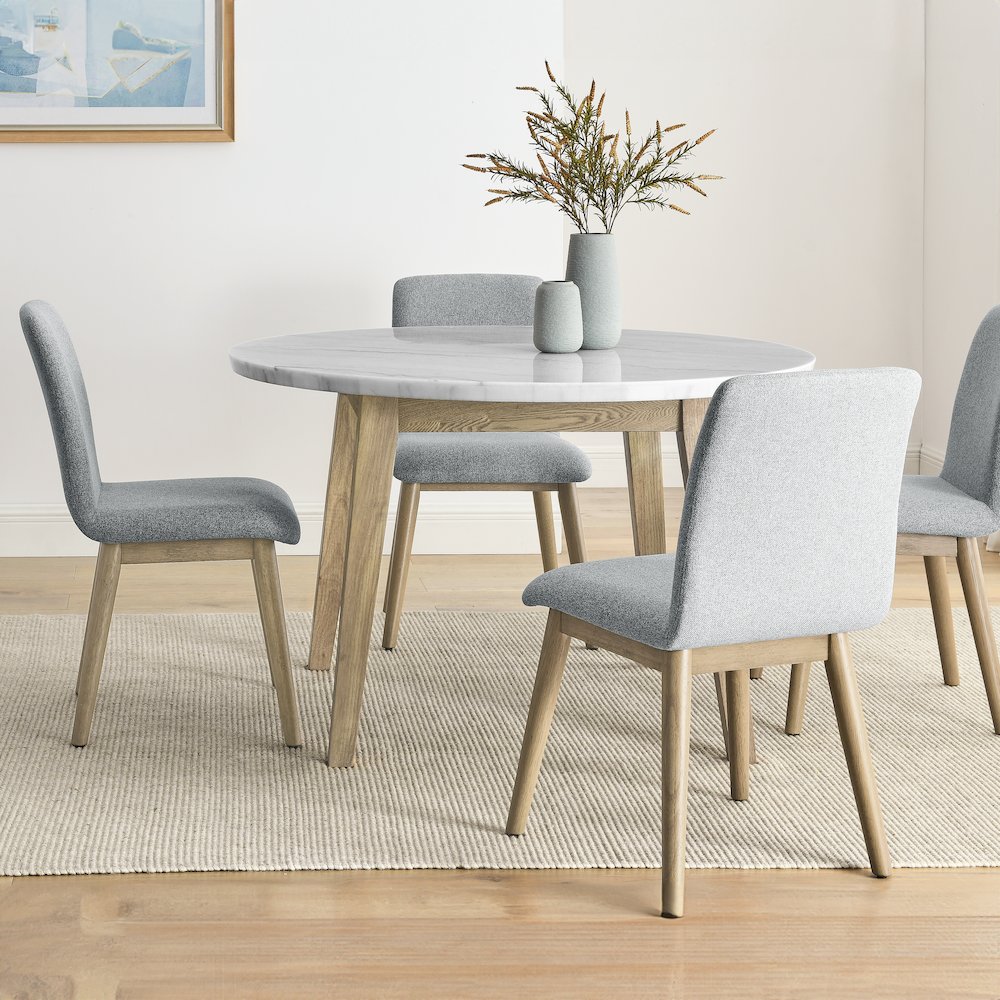 Vida 5-Piece 48" Round White Marble Dining Set