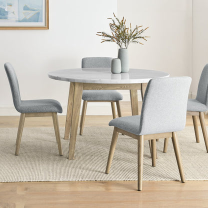 Vida 5-Piece 48" Round White Marble Dining Set