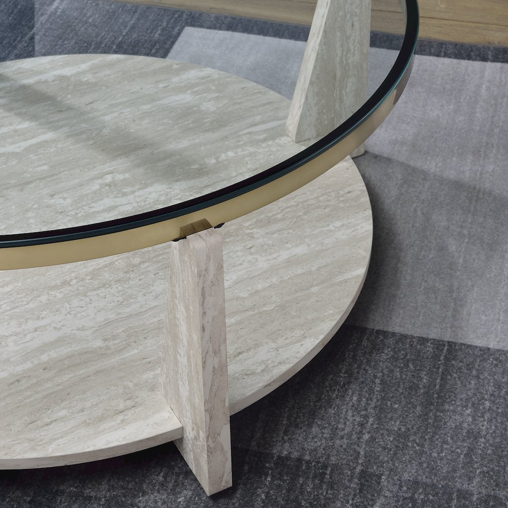 Wanda 3-Piece Glass Top Table Set with Castered Coffee Table