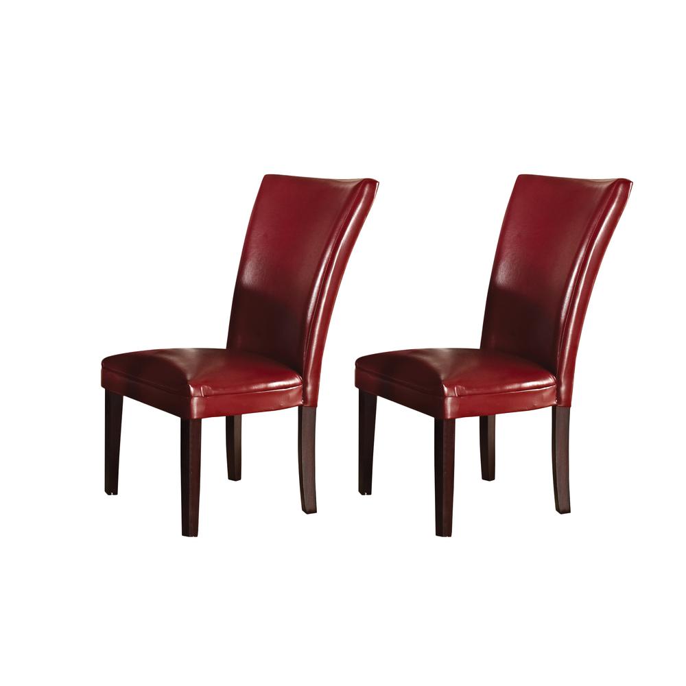 Parsons Chair, Red - Set of 2, Dark oak wood finish with burnishing