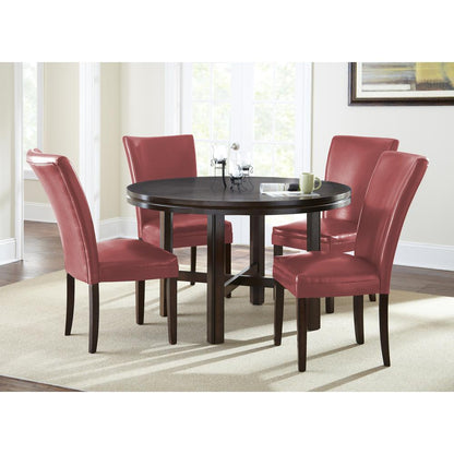 Parsons Chair, Red - Set of 2, Dark oak wood finish with burnishing