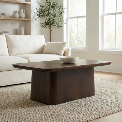 Brown Solid Wood Coffee Table with MDF and Pine Construction