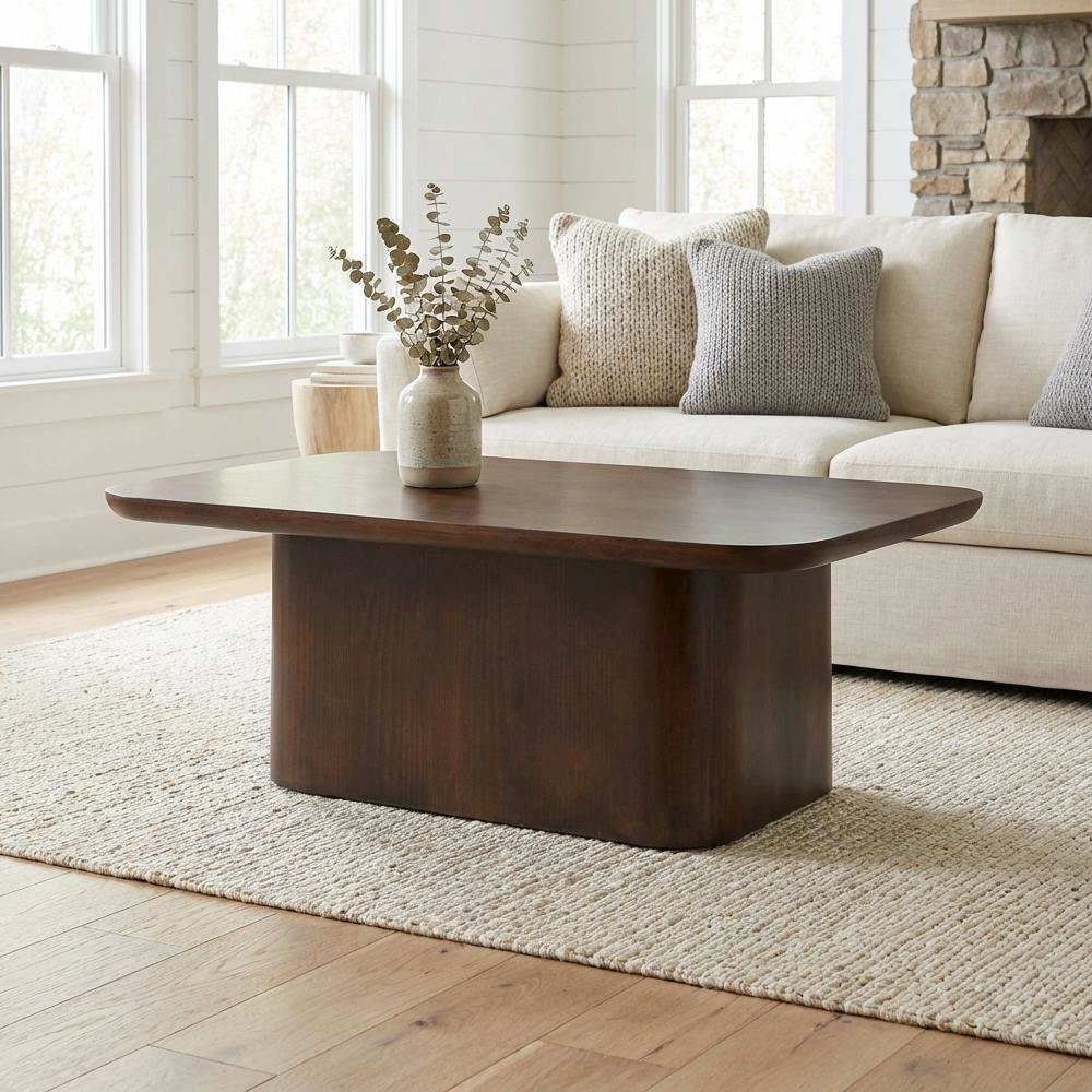 Brown Solid Wood Coffee Table with MDF and Pine Construction