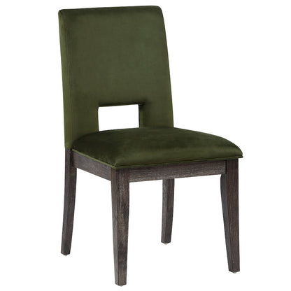 Evan 5-Piece 78-96-inch Table Set with Green Velvet Chairs