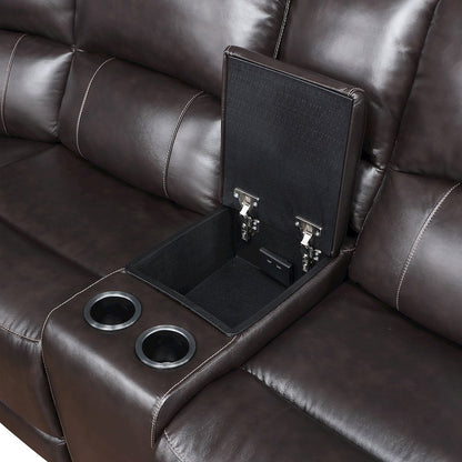 Alexandria 5-Piece Dual-Power Leather Reclining Sectional, Chocolate