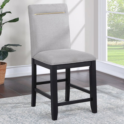 Yves Black Counter Table With 4 Grey Counter Chairs