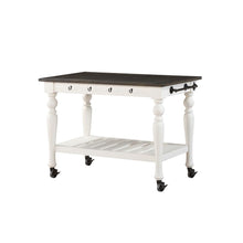 Kitchen Cart, Two-tone ivory and dark oak finish