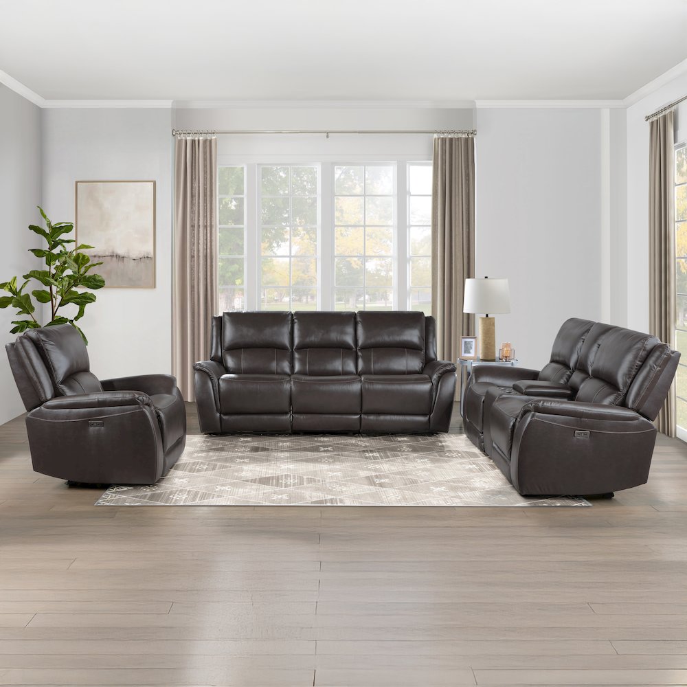 Alexandria Power Leather Reclining Conso