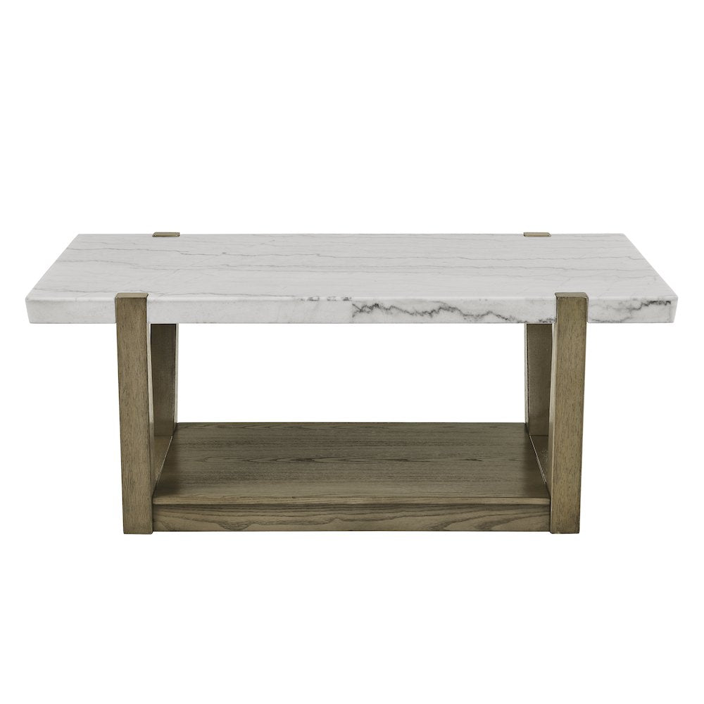 Perth White Marble Cocktail Table with Casters
