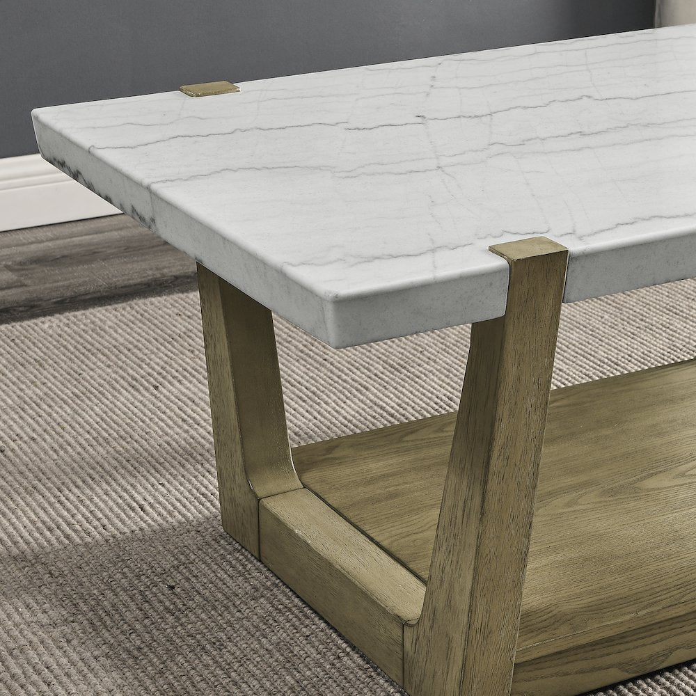 Perth 3-Piece Marble Top Occasional Set (Cocktail Table & Two End Tables)
