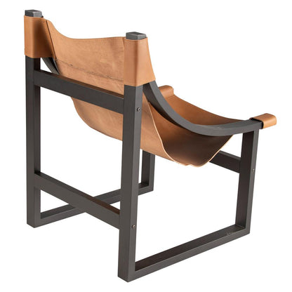 Lima Natural Leather Sling Chair/Black Frame
