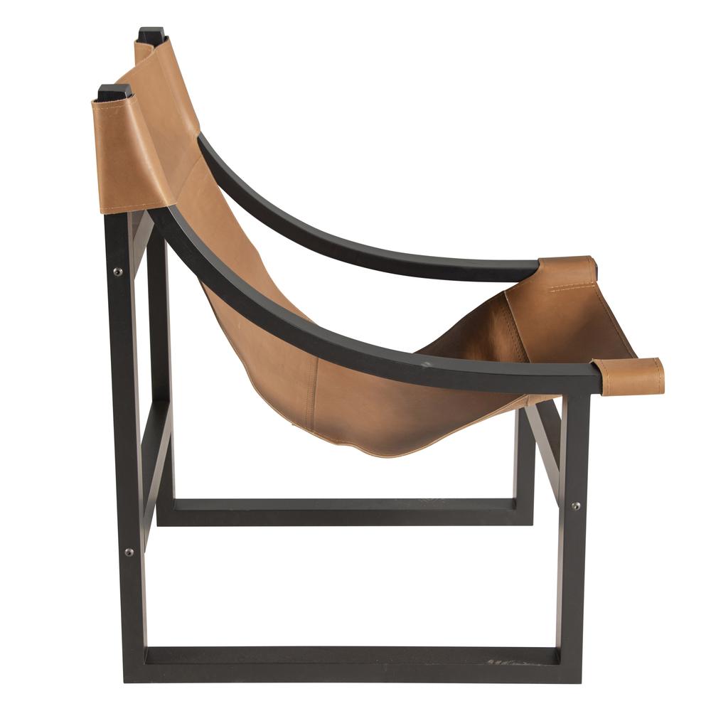 Lima Natural Leather Sling Chair/Black Frame