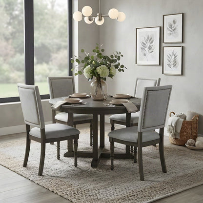 Polyester Upholstered Dining Chair with Rubberwood Legs for Modern Kitchen