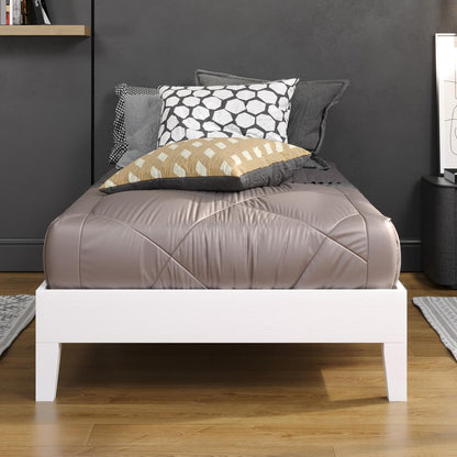 Nix White Solid Wood Platform Bed, Twin