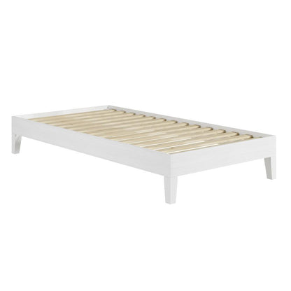 Nix White Solid Wood Platform Bed, Twin