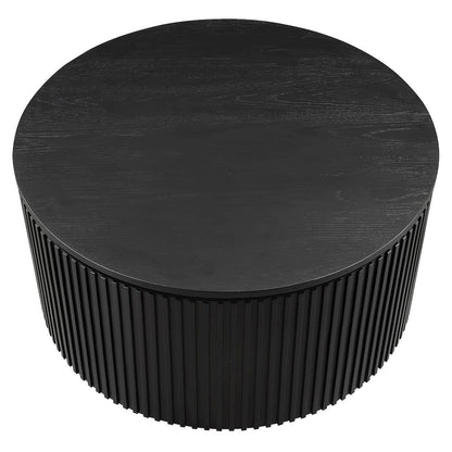 Colvin 36" Round Coffee Table with Casters, Black Finish