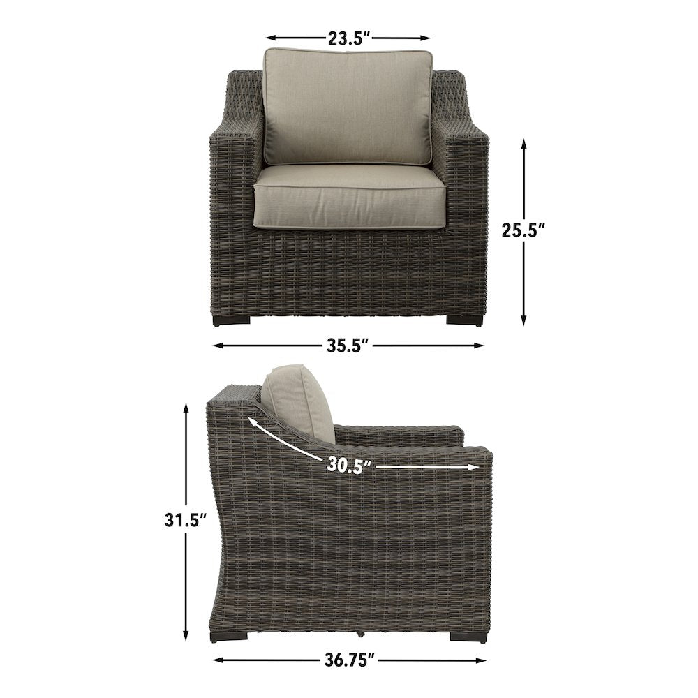 Jones Lounge Chair w/ Half Round Wicker Set of Two