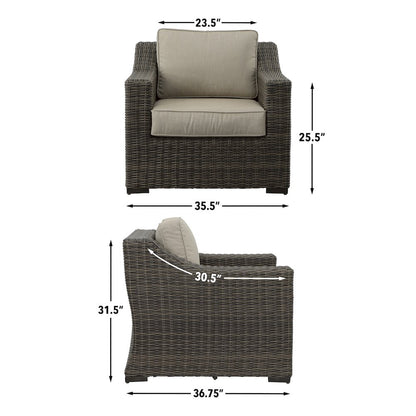 Jones Lounge Chair w/ Half Round Wicker Set of Two
