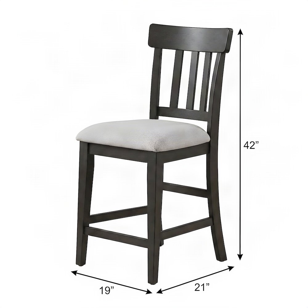 Rubberwood Counter Height Kitchen Bar Stools with Wooden Back, Set of 2, Brown