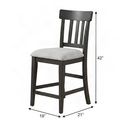 Rubberwood Counter Height Kitchen Bar Stools with Wooden Back, Set of 2, Brown