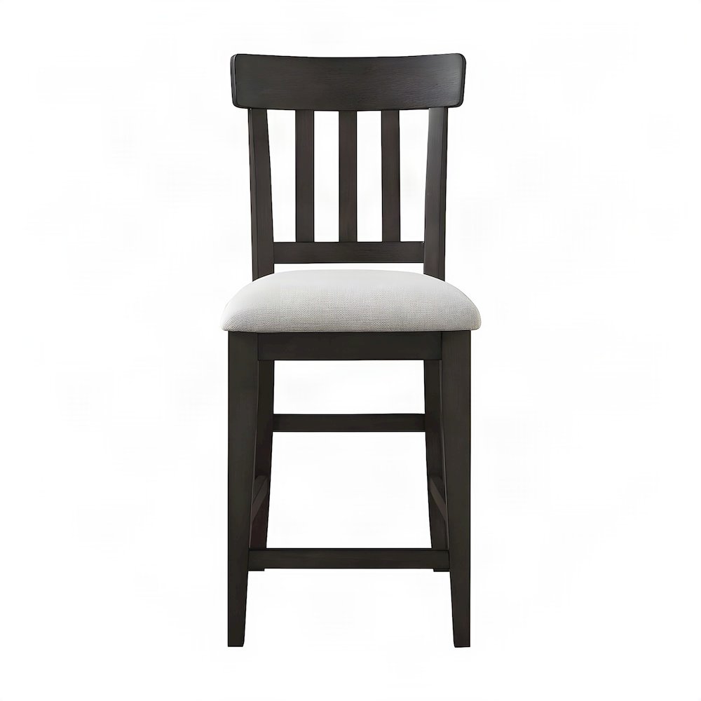 Rubberwood Counter Height Kitchen Bar Stools with Wooden Back, Set of 2, Brown