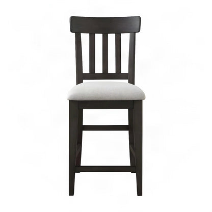 Rubberwood Counter Height Kitchen Bar Stools with Wooden Back, Set of 2, Brown
