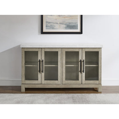 Csrena Lighted White Marble Sideboard