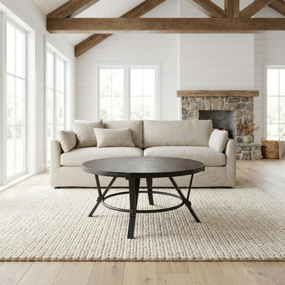 Gray Coffee Table with MDF and Iron Frame Durable Construction for Living Room