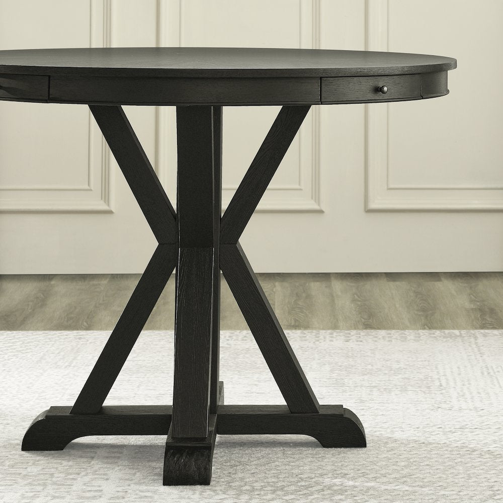 Rylie Counter Table & 4 Swivel Counter Chairs, Black Finish/Sand Vegan Leather