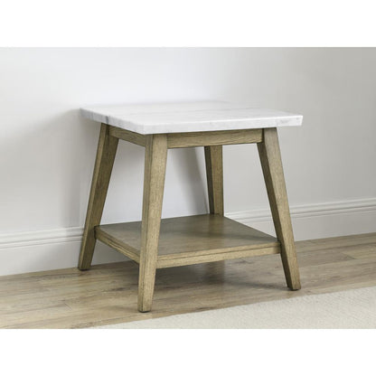 Vida White Marble Top Square End Table