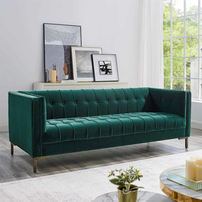 Isaac Green Velvet Sofa