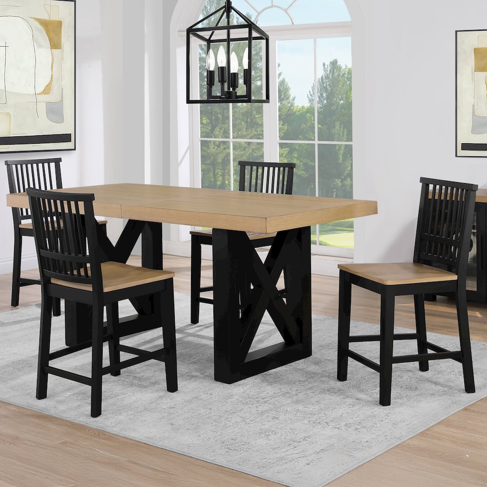 Magnolia 5-Piece Counter Table Dining Set, Black Base