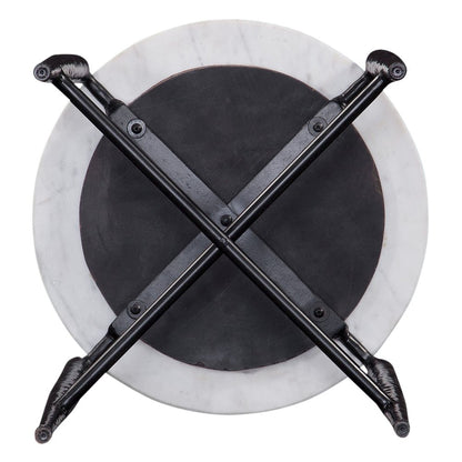 Loxie White Marble Top Round End Table
