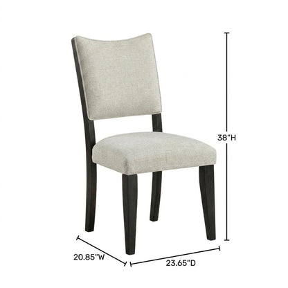 Polyester-Upholstered Dining Side Chair with Rubberwood Legs, Gray
