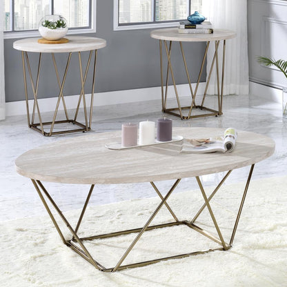 Rowyn Faux Marble Top End Table