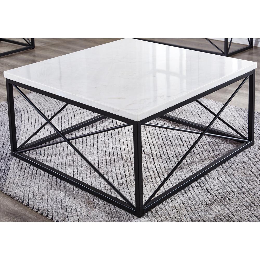 Skyler White Marble Top Square Cocktail Table
