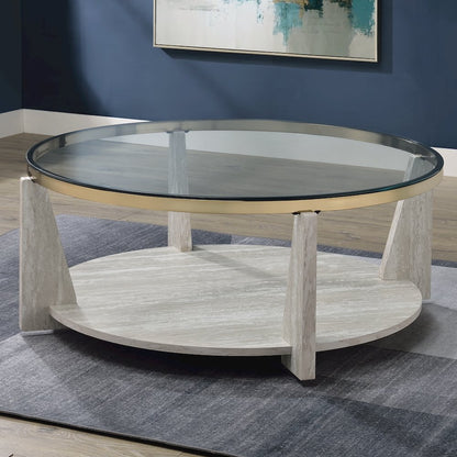 Wanda 3-Piece Glass Top Table Set with Castered Coffee Table