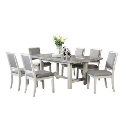 Marble Top Dining Set, 78 Inch Table, Upholstered Chairs, 7 Pieces