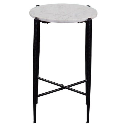 Loxie White Marble Top Round End Table